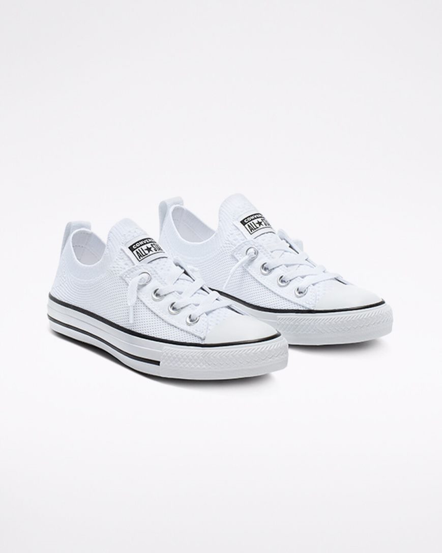 Dámské Boty Nízké Converse Chuck Taylor All Star Shoreline Knit Slip Bílé Černé Bílé | CZ NLYW16